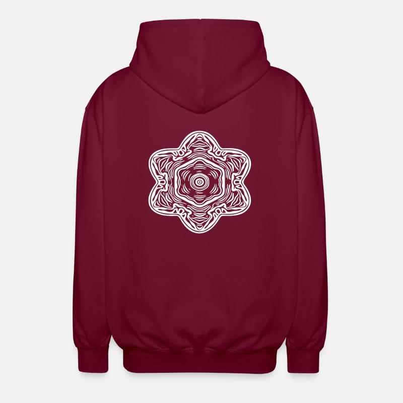 Geometric Mandala Flowers Pattern Shape - Unisex Hooded Jacket - bordeaux