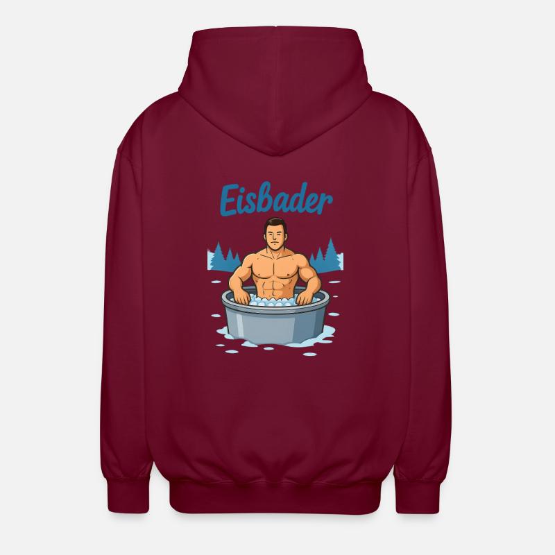 Eisbader Muskelmann im Eisbad - Unisex Hooded Jacket - bordeaux
