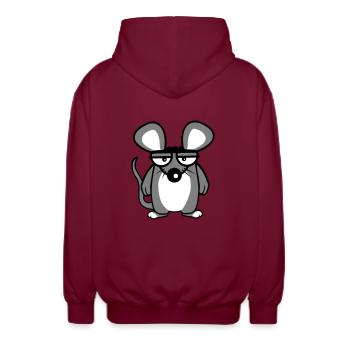 Mouse looks angry angry frustrated angry aggressive - Unisex Hooded Jacket - bordeaux - Back - AI Model Male 185 light (185cm)
