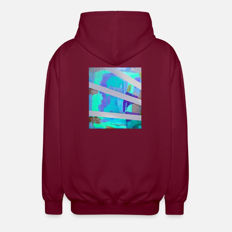 Neon Abstract Stripe Collage - Unisex Hooded Jacket - bordeaux