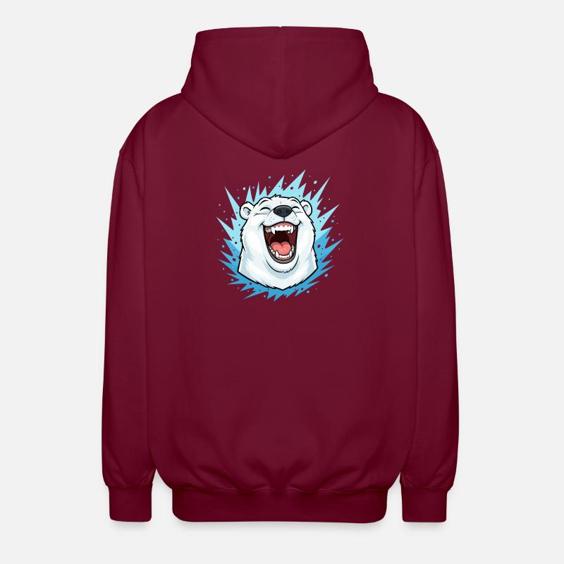 Lachender Eisbär im Blauen Blitz - Unisex Kapuzenjacke - Bordeaux
