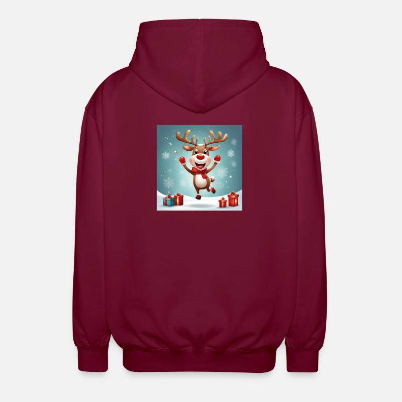 joyeux Noël, joyeuses fêtes; rennes - Veste à capuche unisexe - bordeaux