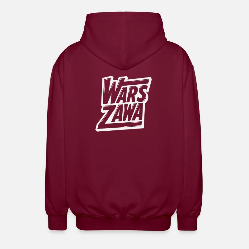 Varsovie, logo de Varsovie - Veste à capuche unisexe - bordeaux