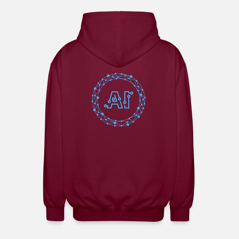 Futuristic AI Data Network Symbol - Veste à capuche unisexe - bordeaux