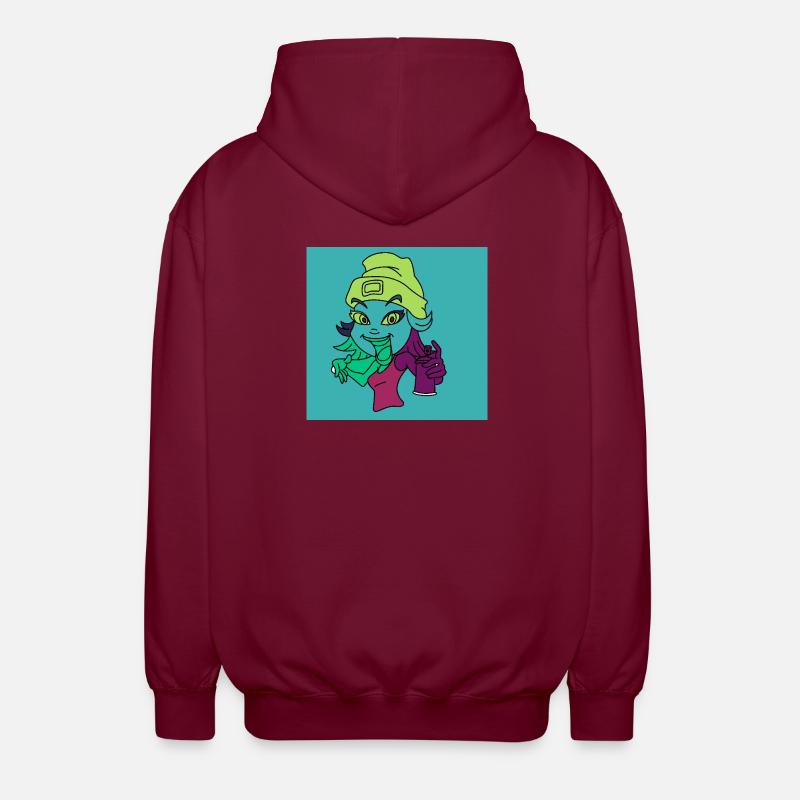 Neon-Graffiti-Maskottchen - Unisex Kapuzenjacke - Bordeaux