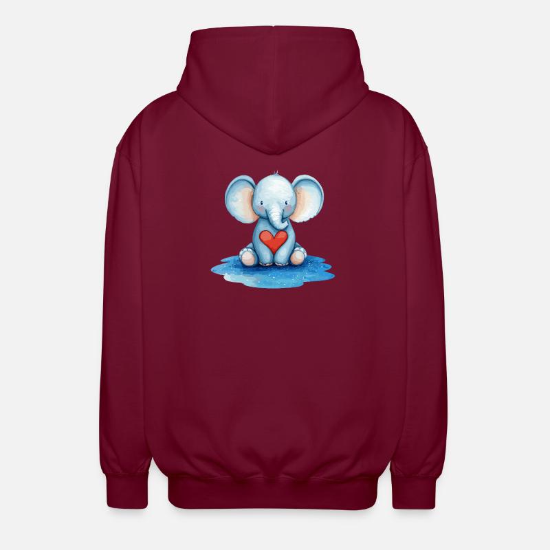 L’ami cœur d’éléphant bleu - Veste à capuche unisexe - bordeaux