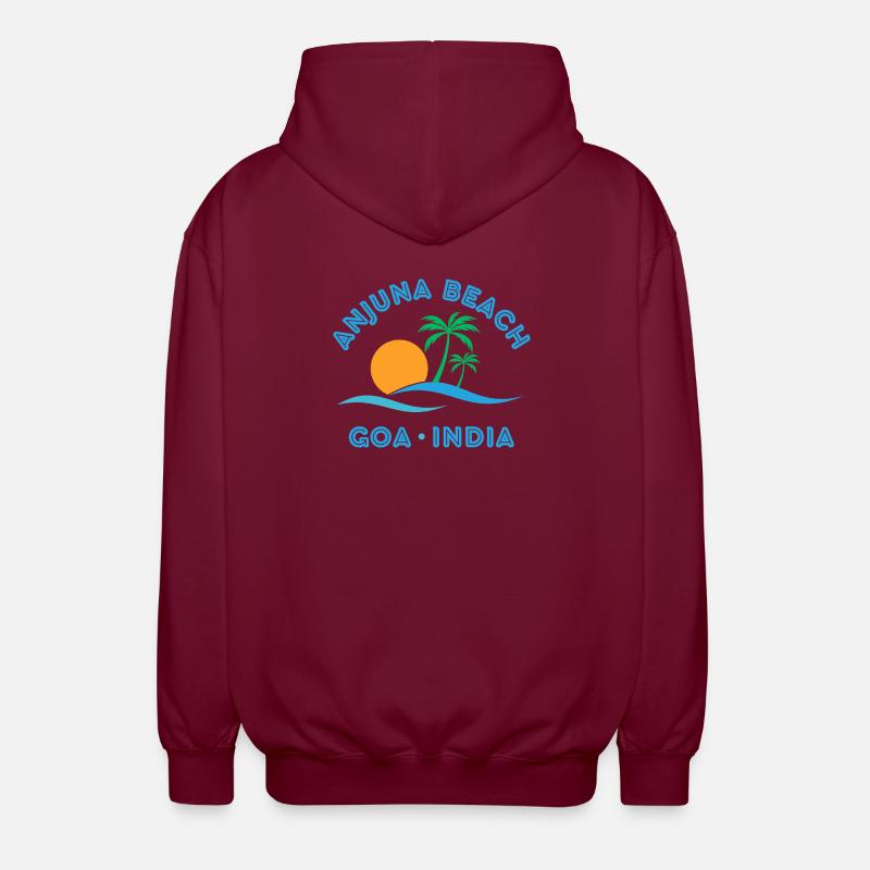 Plage d’Anjuna Goa Coucher de soleil - Veste à capuche unisexe - bordeaux
