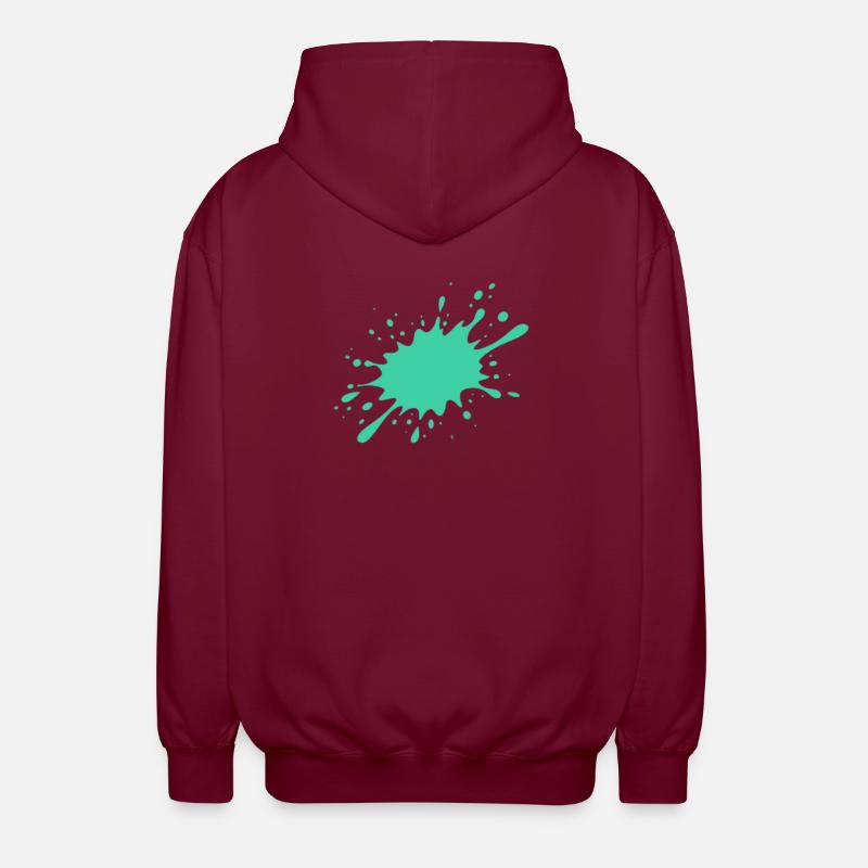 Éclaboussures de peinture turquoise - Veste à capuche unisexe - bordeaux