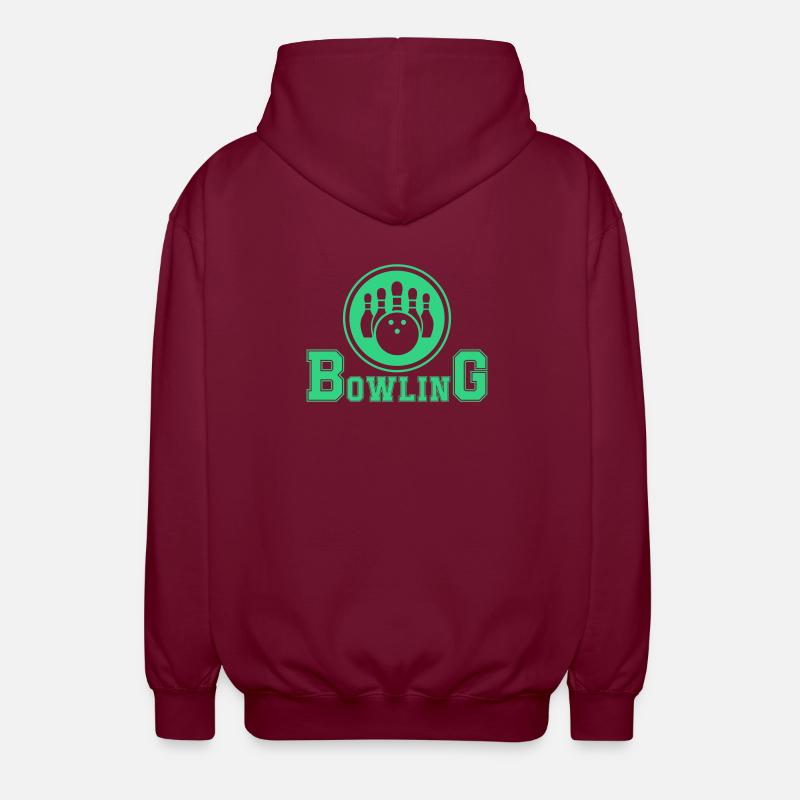 Conception de main de bowling rétro - Veste à capuche unisexe - bordeaux