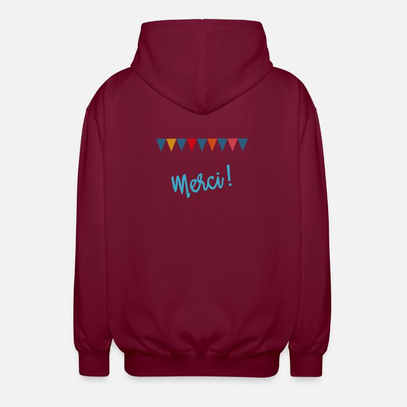 MERCI. MAÎTRESSE. MAÎTRE. MERCI MAÎTRESSE - Veste à capuche unisexe - bordeaux
