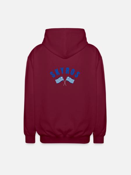 Skyros Greek Crossed Flags - Unisex Hooded Jacket - bordeaux