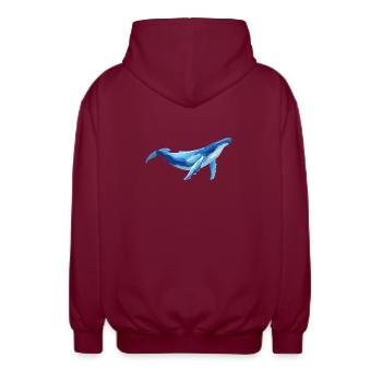 Wal - Unisex Kapuzenjacke - Bordeaux - Hinten - AI Model Male 185 light (185cm)