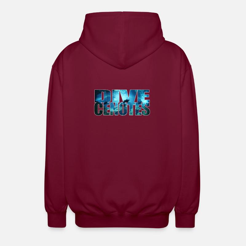 Dive Cenotes - Diving in Cenotes - Unisex Hooded Jacket - bordeaux