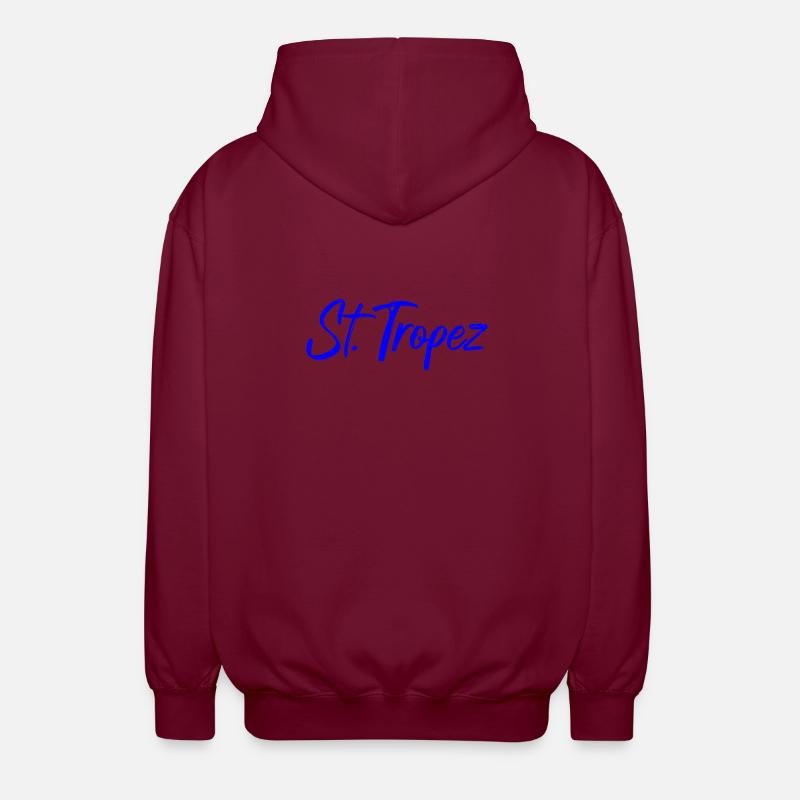 St Tropez Küstenflair Blau Script - Unisex Kapuzenjacke - Bordeaux