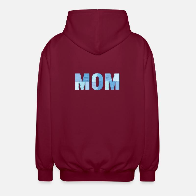 MOM Patchwork Denim Stil - Unisex Kapuzenjacke - Bordeaux