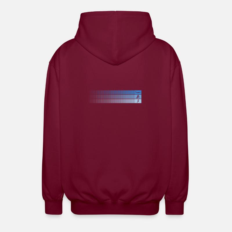 Azure Gradient Barcode Bird - Unisex Hooded Jacket - bordeaux