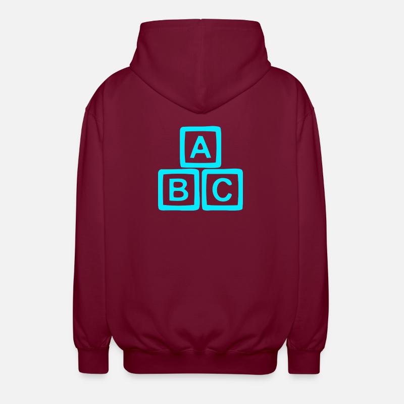 Neon ABC Block Pattern - Unisex Hooded Jacket - bordeaux