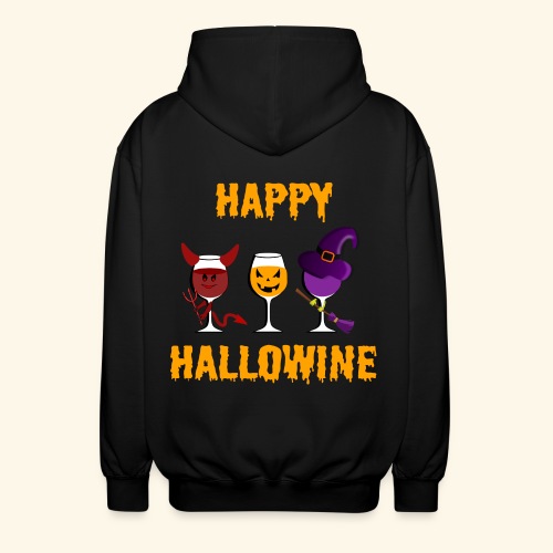 Happy Hallowine Wein Teufel Hexe Kürbis Halloween - Unisex Kapuzenjacke