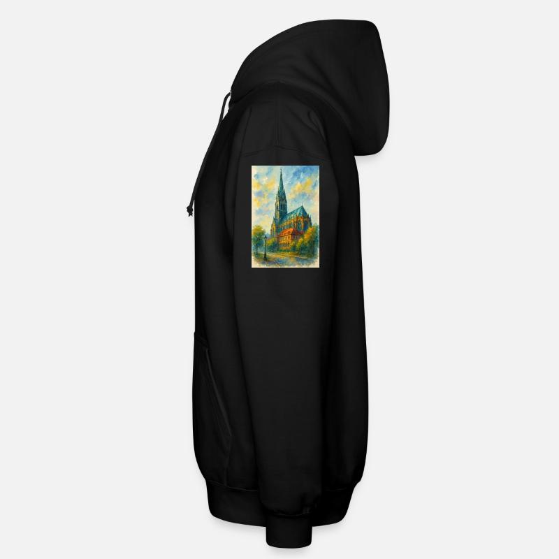 Église gothique de style impressionniste - Veste à capuche unisexe - noir
