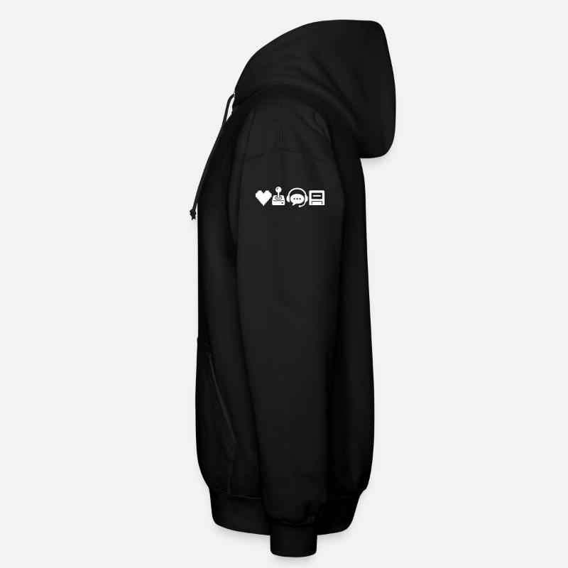 Retro Pixel Icons Heart Joystick - Unisex Hooded Jacket - black