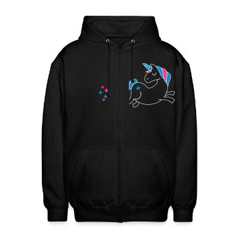 unicorn - Einhorn Sternenstaub - Unisex Kapuzenjacke - Schwarz - Vorne - AI Model Female 172 light (172cm) & AI Model Male 185 light (185cm)