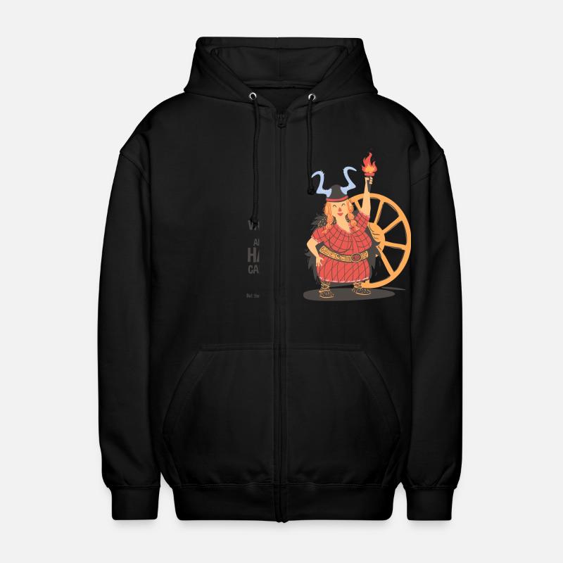 Wallküre,Wikinger,Pirat, Eroberer frech,fett,dick - Unisex Kapuzenjacke - Schwarz