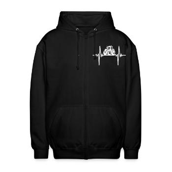 Herzschlag für Landwirtschaft und Traktoren - Unisex Kapuzenjacke - Schwarz - Vorne - AI Model Female 172 light (172cm) & AI Model Male 185 light (185cm)