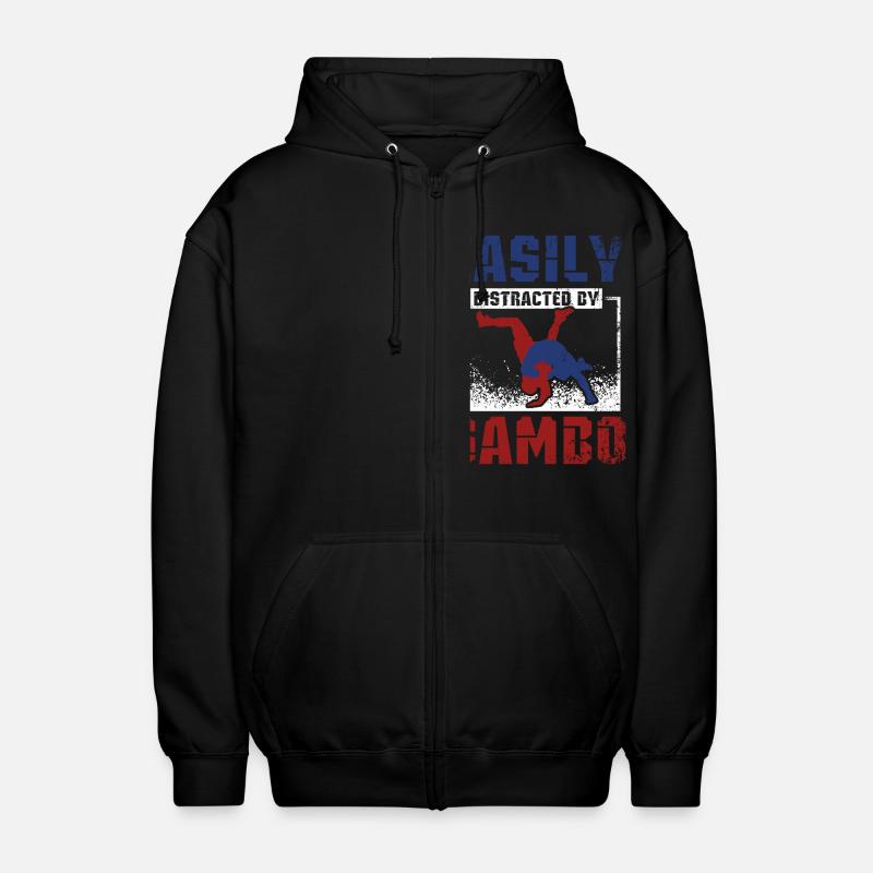Easily distracted by Sambo - Unisex Hooded Jacket - black
