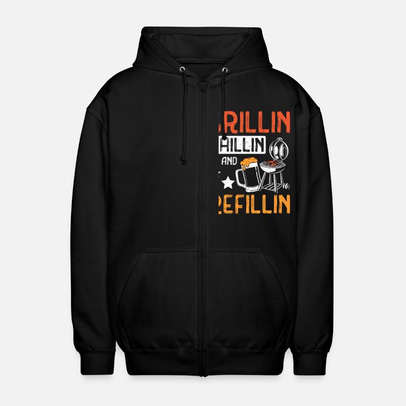 Grillin chillin and refillin Tailgate - Unisex Kapuzenjacke - Schwarz