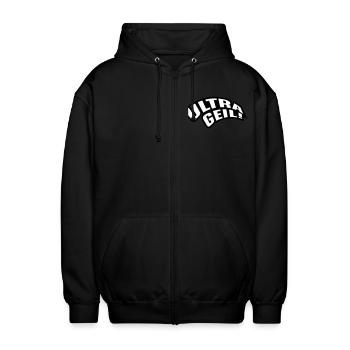 Ultra Geil Party Spruch Lustig - Unisex Kapuzenjacke - Schwarz - Vorne - AI Model Female 172 light (172cm) & AI Model Male 185 light (185cm)