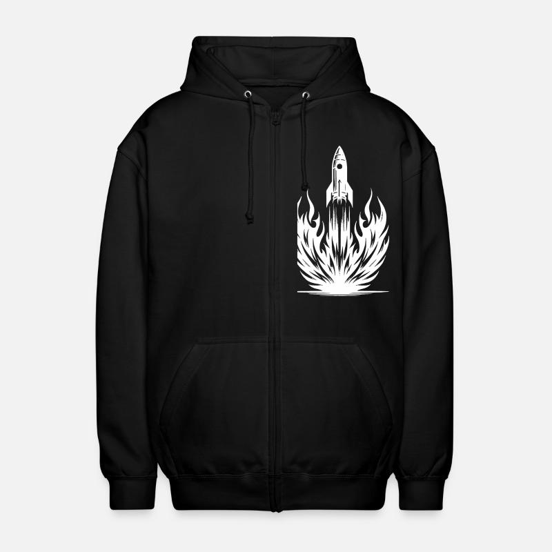 Lancement d’une fusée en flammes - Veste à capuche unisexe - noir