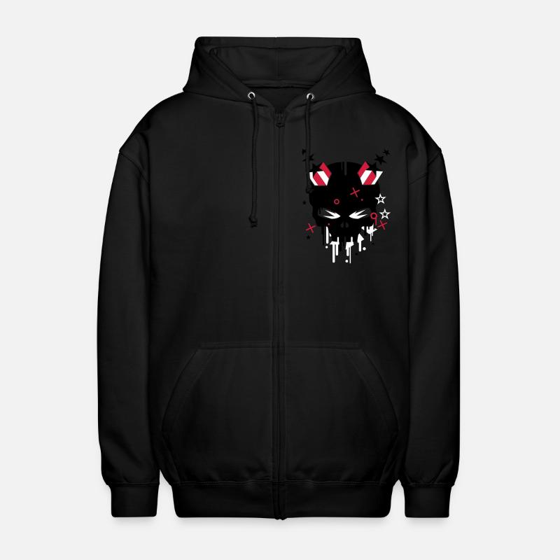Devilskull with stars - Unisex Hooded Jacket - black