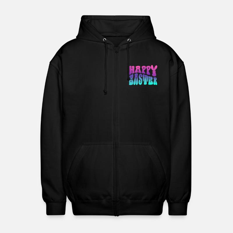 Happy Easter Schriftzug - Unisex Kapuzenjacke - Schwarz