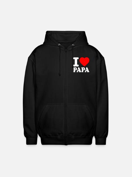 I love papa - Unisex Hooded Jacket - black