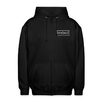 Feyoncé Est. 2023 - Braut zu werden - Verlobungsfeier - Unisex Kapuzenjacke - Schwarz - Vorne - AI Model Female 172 light (172cm) & AI Model Male 185 light (185cm)
