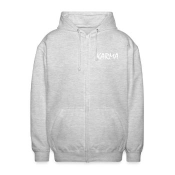 Karma - Unisex Hooded Jacket - light heather grey - Front - AI Model Female 172 light (172cm) & AI Model Male 185 light (185cm)