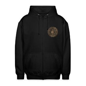 Goldenes Mandala mit Boulekugel - Unisex Kapuzenjacke - Schwarz - Vorne - AI Model Female 172 light (172cm) & AI Model Male 185 light (185cm)