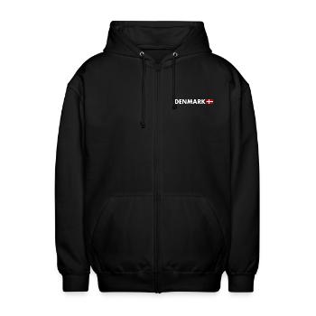 Denmark - Unisex Hooded Jacket - black - Front - AI Model Female 172 light (172cm) & AI Model Male 185 light (185cm)
