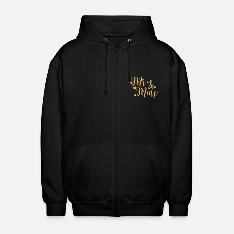 Mr And Mrs Golden Script - Unisex Hooded Jacket - black