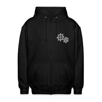 3D-Zahnräder - Unisex Kapuzenjacke - Schwarz - Vorne - AI Model Female 172 light (172cm) & AI Model Male 185 light (185cm)