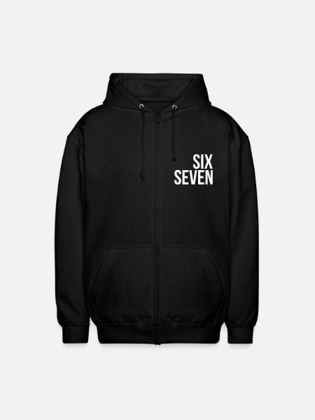 67 "six seven" text - Unisex Kapuzenjacke - Schwarz