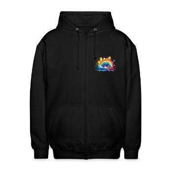 Your Rainbow - Unisex Hooded Jacket - black - Front - AI Model Female 172 light (172cm) & AI Model Male 185 light (185cm)