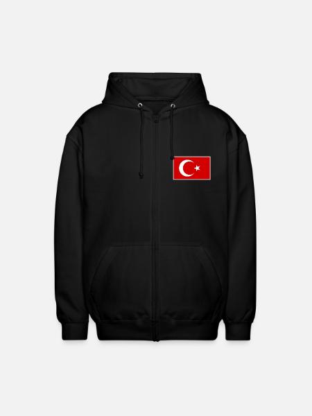 Turkey Türkiye Flag - Unisex Hooded Jacket - black