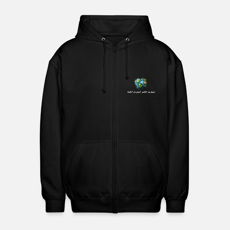 Protect our planet white - Unisex Hooded Jacket - black