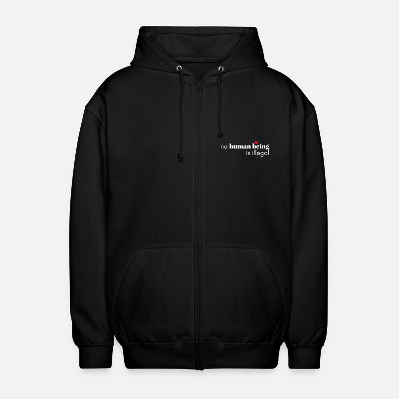 No Human Being Is Illegal - Unisex Hooded Jacket - black