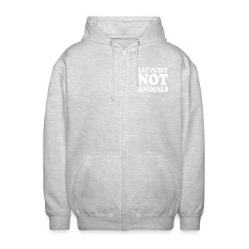Eat pussy not animals - Unisex Kapuzenjacke - Hellgrau meliert - Vorne - AI Model Female 172 light (172cm) & AI Model Male 185 light (185cm)