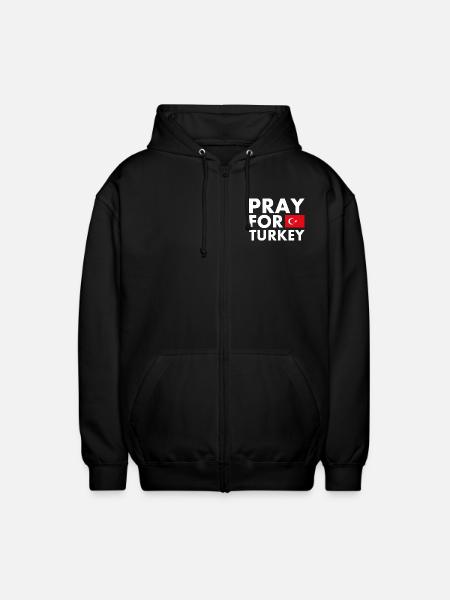 Pray for turkey - Unisex Hooded Jacket - black