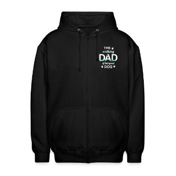 WALKING DAD dog dog dad Hundebesitzer Herrchen - Unisex Kapuzenjacke - Schwarz - Vorne - AI Model Female 172 light (172cm) & AI Model Male 185 light (185cm)