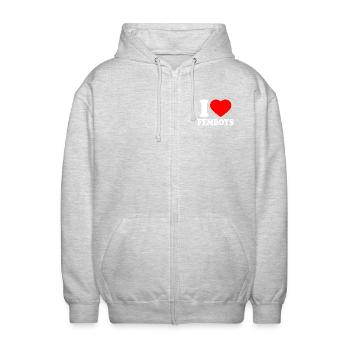 I love femboys - Unisex Kapuzenjacke - Hellgrau meliert - Vorne - AI Model Female 172 light (172cm) & AI Model Male 185 light (185cm)