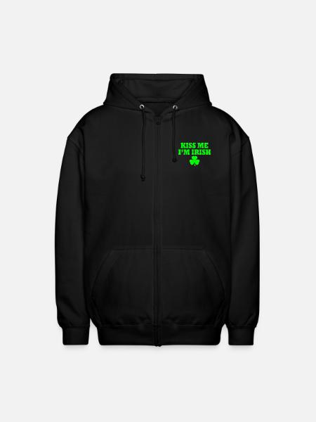 Kiss me im irish - Unisex Hooded Jacket - black